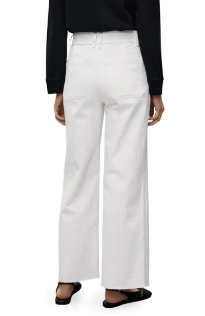 Mango Catherin Raw Hem High Waist Wide Leg Culotte Jeans In White
