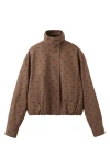 Mango Cazadora Dot Print Denim Bomber Jacket In Brown