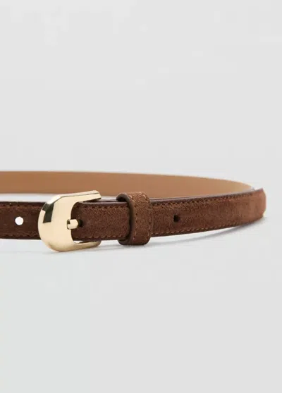 Mango Ceinture 100 % Cuir Bovin In Brown