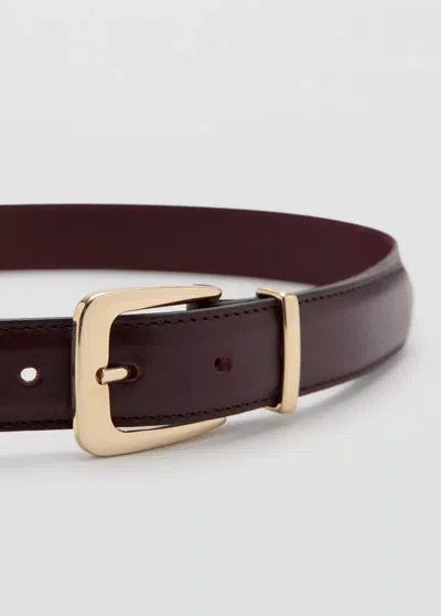 Mango Ceinture 100 % Cuir Bovin In Burgundy