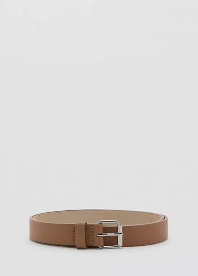 Mango Ceinture 100 % Cuir Bovin In Marron Moyen