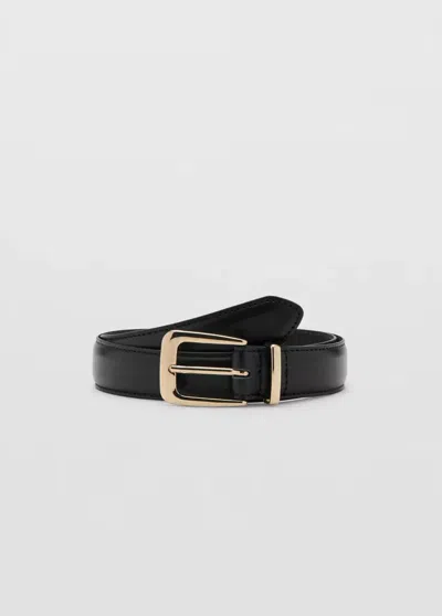 Mango Ceinture 100 % Cuir Bovin In Noir
