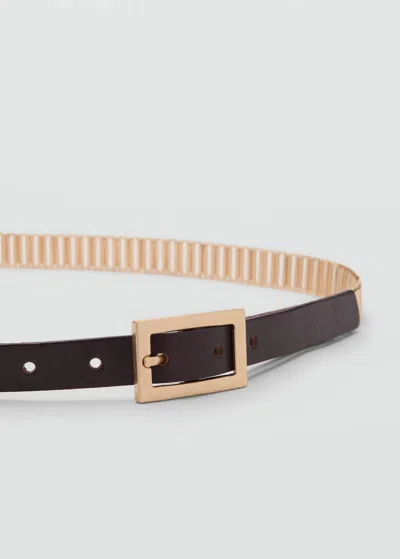Mango Leather Mixed Belt Gold