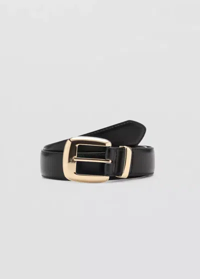 Mango Ceinture Boucle Carrée In Noir