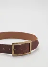 Mango Textured Square Buckle Belt Brown