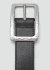 Mango Textured Square Buckle Belt Black