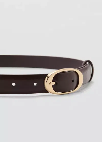 Mango Ceinture Boucle Ovale In Brown