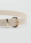 Mango Classic Oval Buckle Belt In Écru