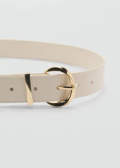 Mango Classic Oval Buckle Belt In Écru