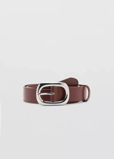 Mango Ceinture Boucle Ovale In Marron