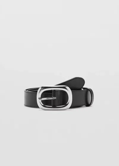 Mango Ceinture Boucle Ovale In Noir