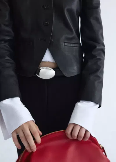 Mango Ceinture Boucle Ovale In Noir