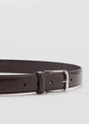 Mango Ceinture Cuir Boucle In Brown