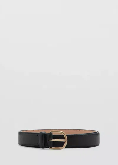Mango Ceinture Cuir Boucle In Noir