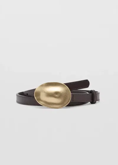 Mango Ceinture Cuir Boucle Relief In Brown