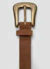 Mango Kids' Studded Leather Belt Medium Brown