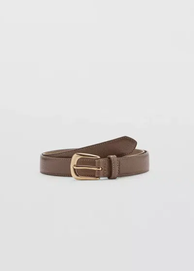 Mango Ceinture Cuir Synthétique Avec Boucle Métallique In Marron Moyen