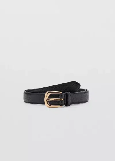 Mango Ceinture Cuir Synthétique Avec Boucle Métallique In Noir