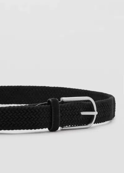 Mango Ceinture Élastique Tressée In Black