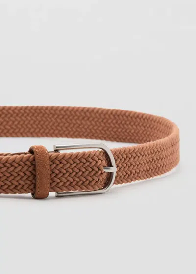 Mango Ceinture Élastique Tressée In Brown