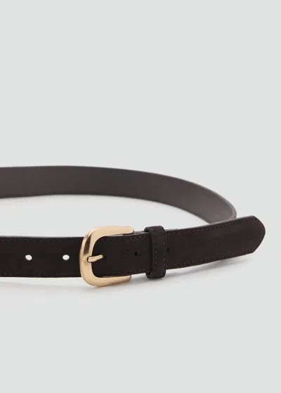 Mango Suede Belt Chocolate In Brown