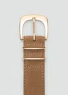 Mango Ceinture En Croûte De Cuir Sable - Femme - M -