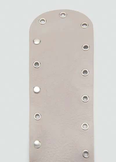 Mango Eyelets Leather Belt Ice Grey