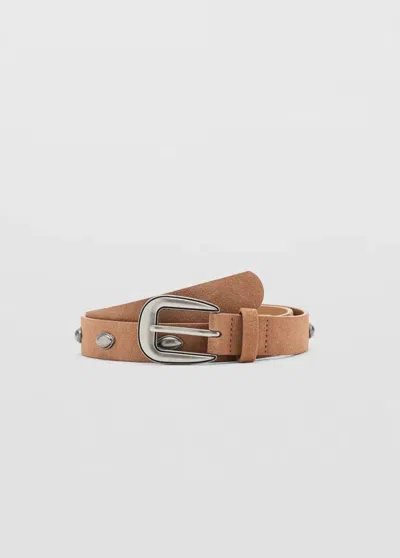 Mango Ceinture En Cuir In Sable