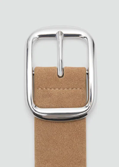 Mango Ceinture En Daim À Clous Sable - Femme - L -  In Sand