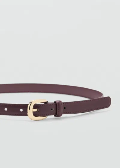 MANGO CEINTURE FINE BOUCLE MÉTALLIQUE GRENAT - FEMME - L - MANGO