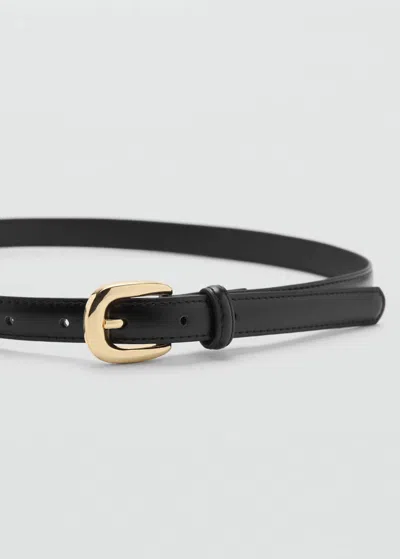 Mango Ceinture Fine Boucle Métallique Noir - Femme - Xl -  In Black