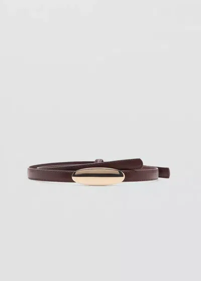 Mango Ceinture Fine Détail Métallique In Bordeaux