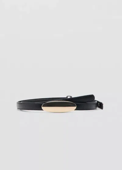 Mango Ceinture Fine Détail Métallique In Noir