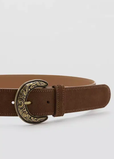 Mango Ceinture Imitation Daim In Brown