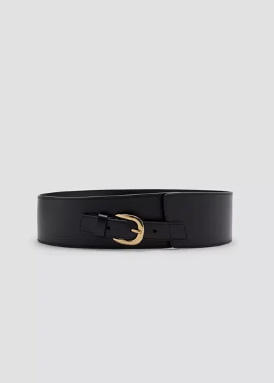Mango Ceinture Large En Cuir Avec Boucle En Métal In Noir