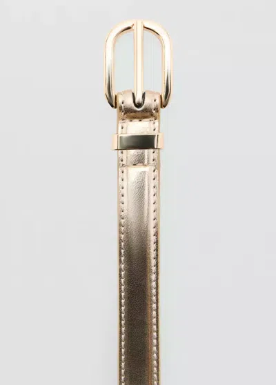 Mango Ceinture Métallisée À Boucle In Orange