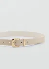 Mango Leather Effect Belt With Buckle Ecru