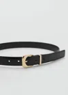 Mango Leather Effect Belt With Buckle Black