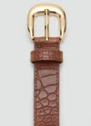 Mango Croco Leather-effect Belt Brown