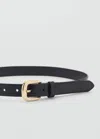 Mango Croco Leather-effect Belt Black