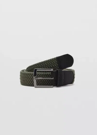 Mango Ceinture Tressée Élastique In Vert