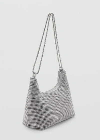 Mango Chain Bag With Crystals Silver In Argent