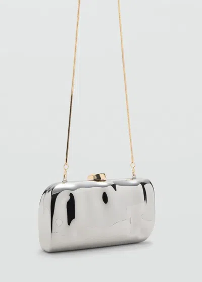 Mango Chain Clutch Bag Silver