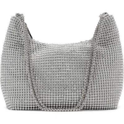 Mango Chain Strap Crystal Shoulder Bag In Silver