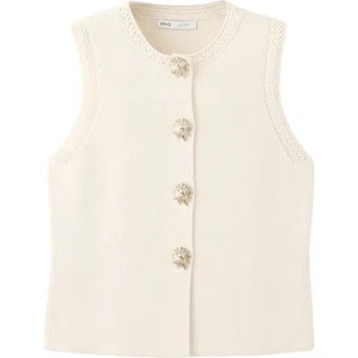 Mango Chaleco Frida Cotton Blend Sweater Vest In Neutral