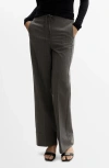 Mango Chalk Stripe Straight Leg Pants In Gray