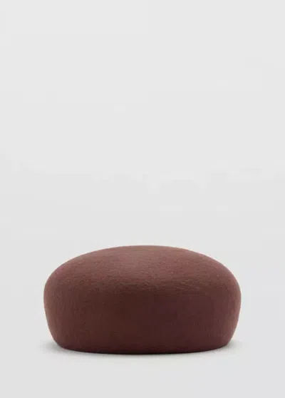 Mango Chapeau 100 % Laine In Chocolat