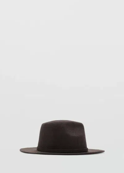 Mango Chapeau 100 % Laine In Chocolat