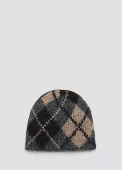 Mango Chapeau À Motifs De Losanges In Gris Chiné Foncé
