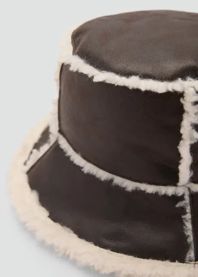 Mango Shearling Bucket Hat Chocolate In Chocolate
